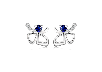 CZ Studded Half Butterfly Wing Stud Earrings